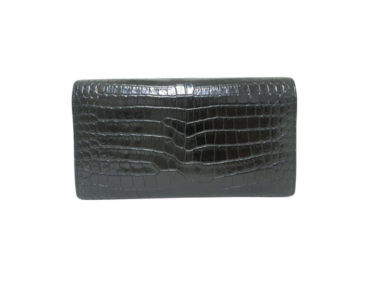 YvesSaint Laurent Paris YSL Line Crocodile Embossed Long Wallet 372266