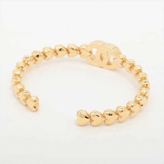 CHANEL Coco Mark Bangle S B23P Rhinestone Gold Bracelet Bangle