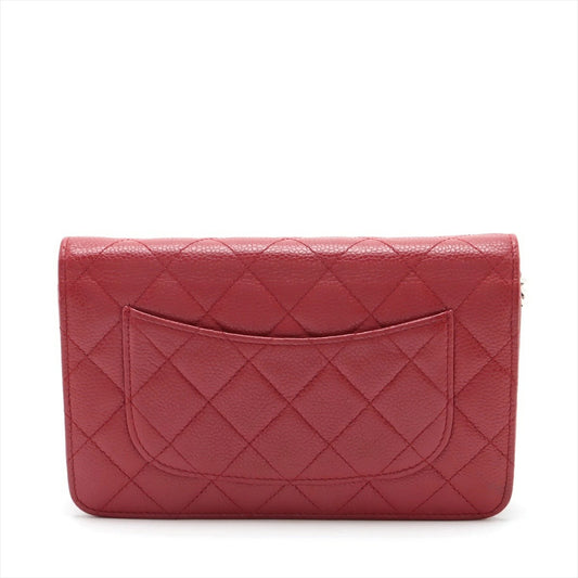 Chanel Matelasse Caviar Skin Chain Red Crossbody Bag