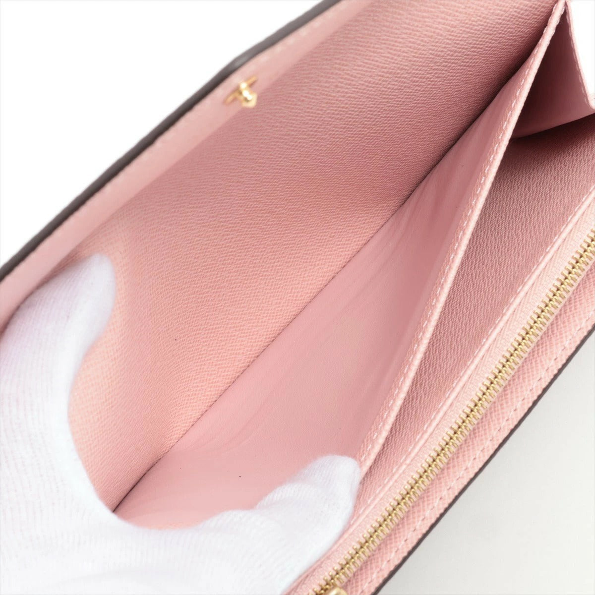 Louis Vuitton Damier Portefeuille Sarah N60144 Rose Ballerine Flap Long Wallet