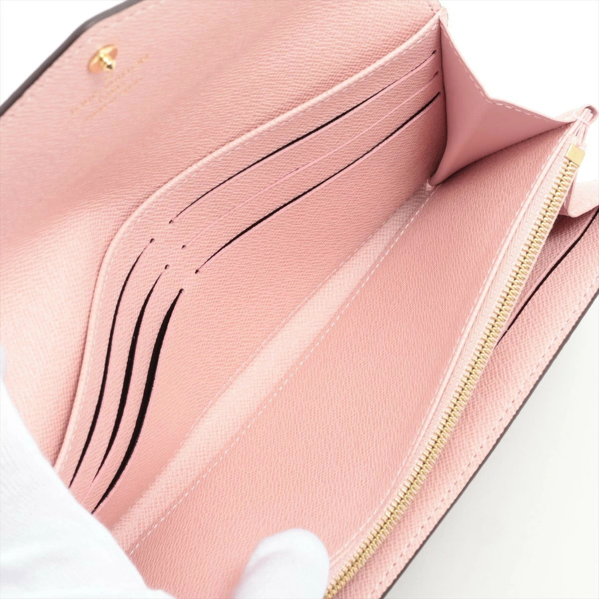 Louis Vuitton Damier Portefeuille Sarah N60144 Rose Ballerine Flap Long Wallet