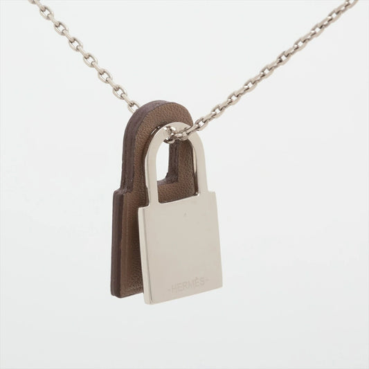 HERMES O'Kelly PM Necklace D Comes with storage bag and box Silver/Brown Necklace
