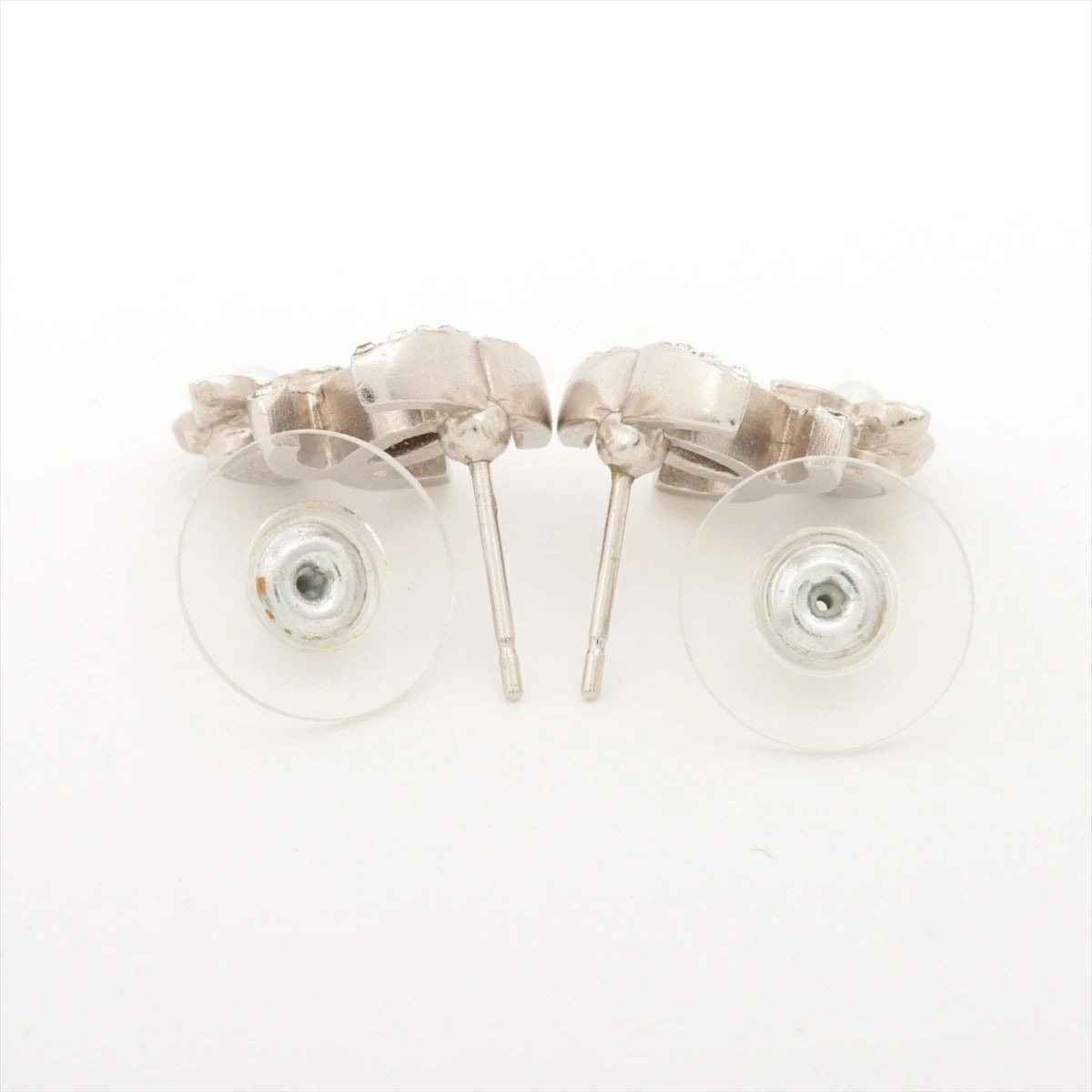 Chanel Coco Mark Earrings C22P Silver Rhinestone