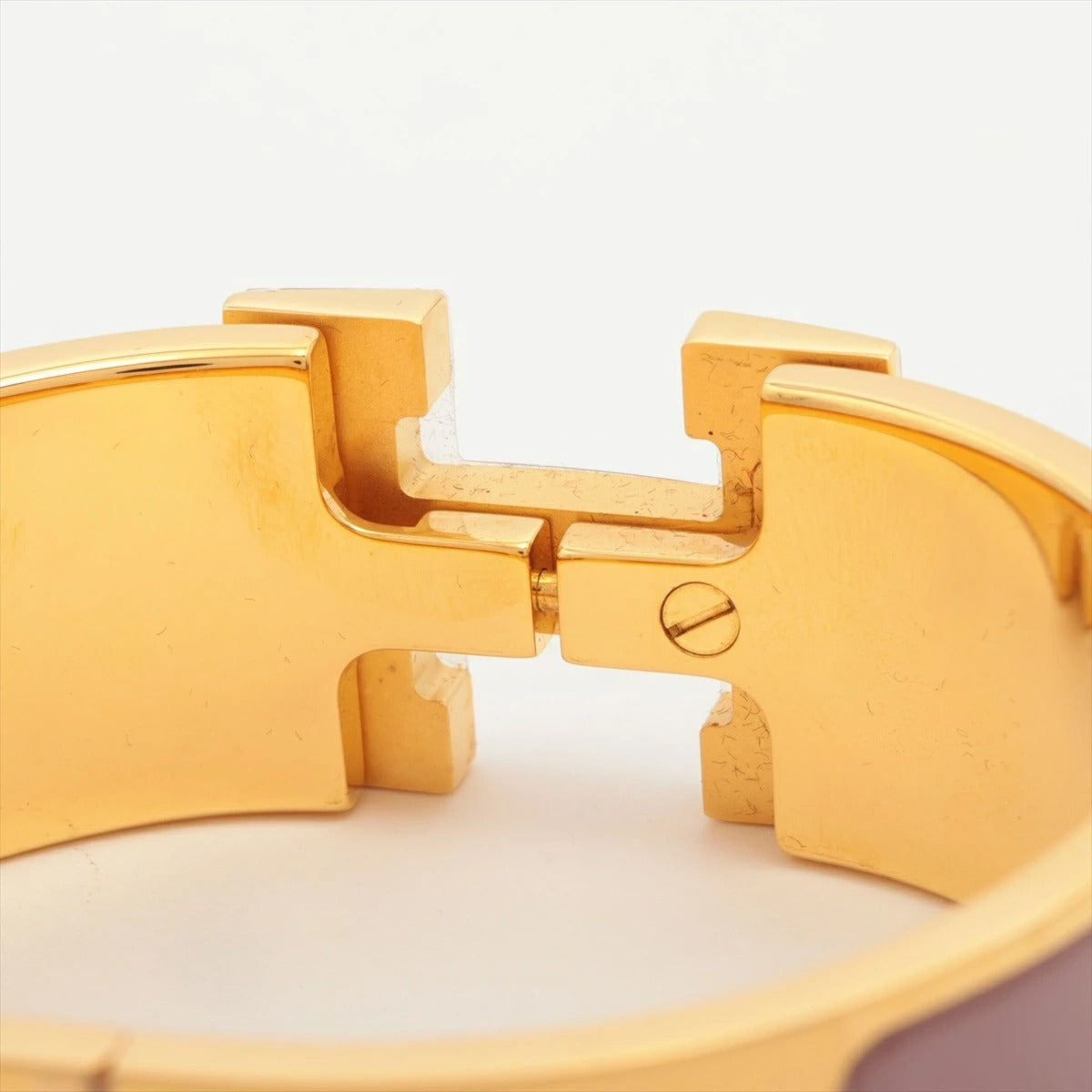 HERMES Click Crack H Bangle PM Size Gold/Purple Pink Bracelet