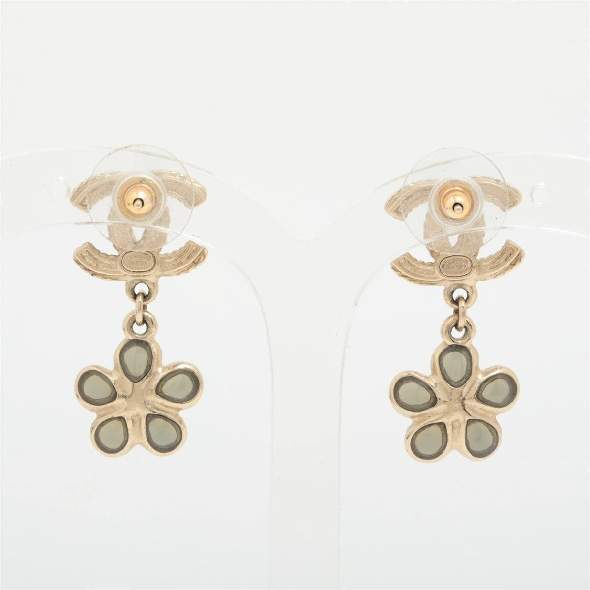 Chanel Coco Mark Earrings A18C Flower Rhinestone