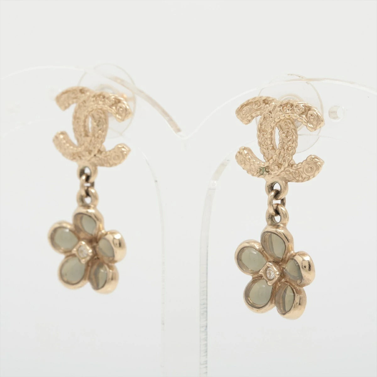 Chanel Coco Mark Earrings A18C Flower Rhinestone