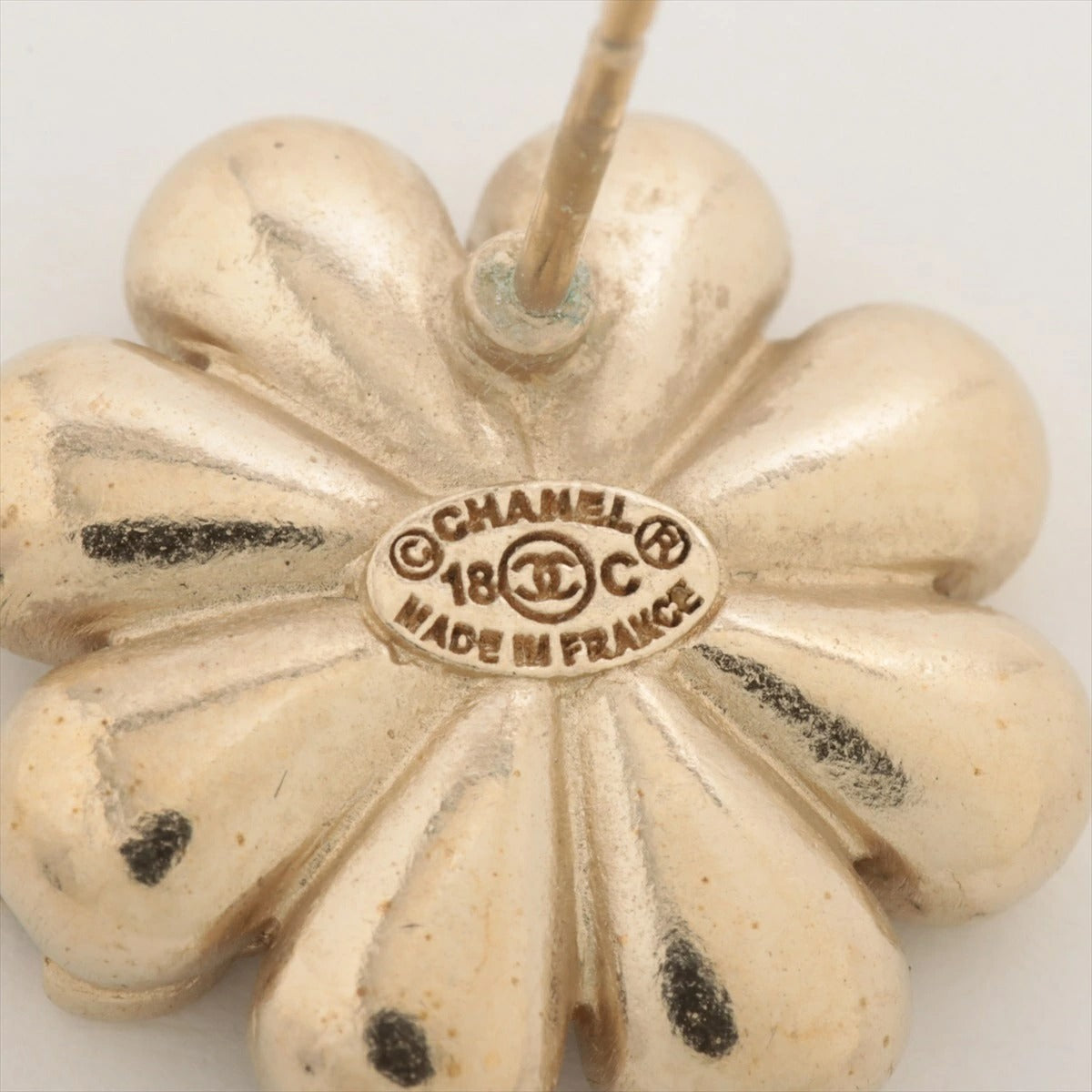 Chanel Coco Mark Earrings 18C Flower Rhinestone