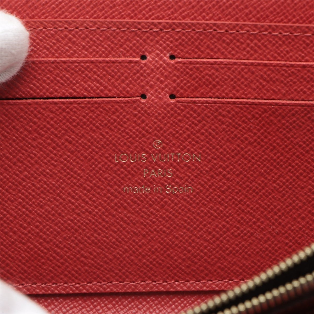 Louis Vuitton Damier Portefeuille Clemence Cerise Long Wallet N60534 Round Zip Wallet