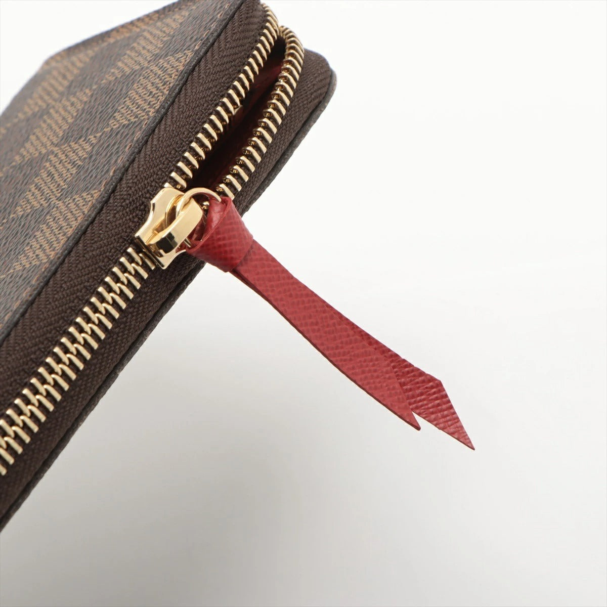 Louis Vuitton Damier Portefeuille Clemence Cerise Long Wallet N60534 Round Zip Wallet