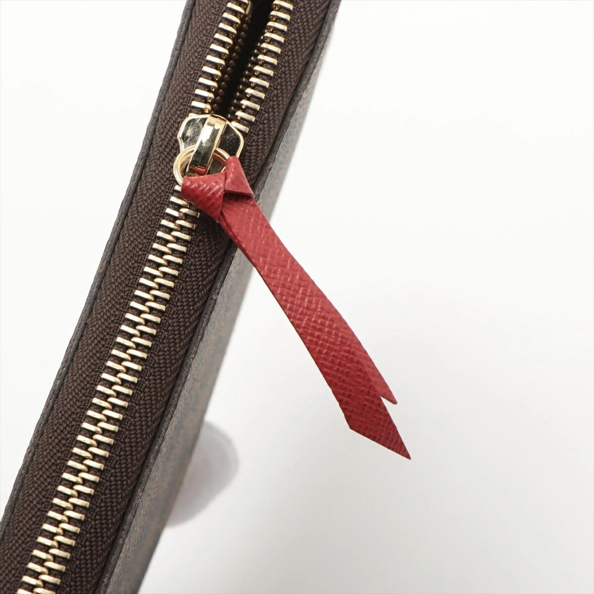 Louis Vuitton Damier Portefeuille Clemence Cerise Long Wallet N60534 Round Zip Wallet