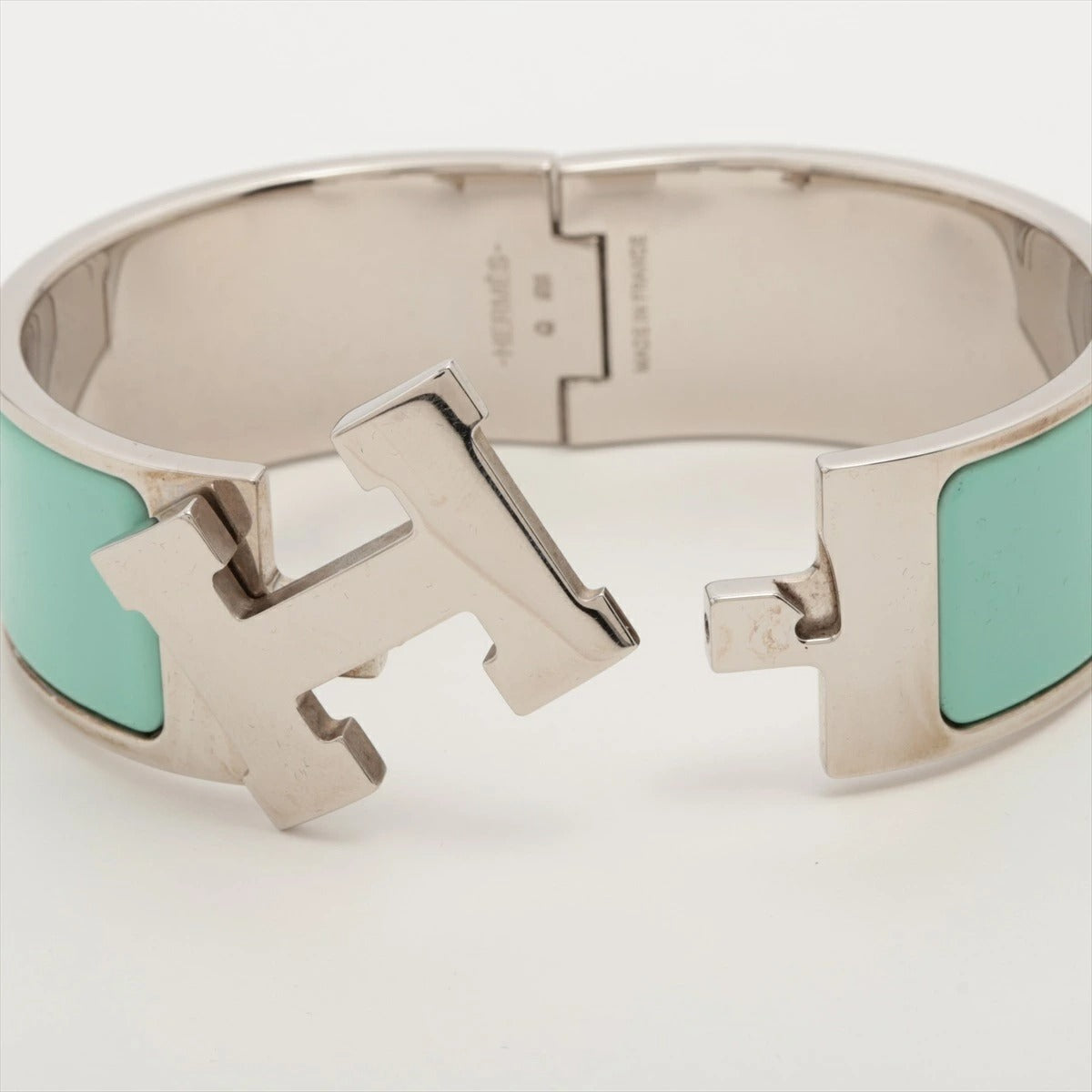 Hermes H Bangle Click Clack Blue/Silver
