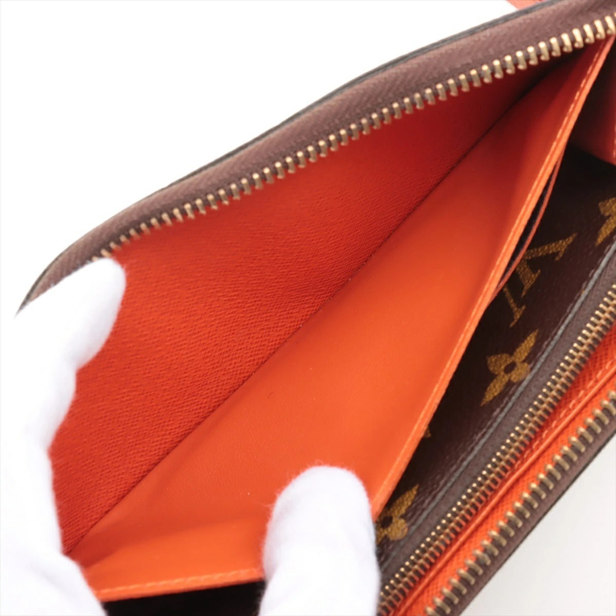 Louis Vuitton Monogram Portefeuille Clemence M60743 Pimont/Orange Round Zip