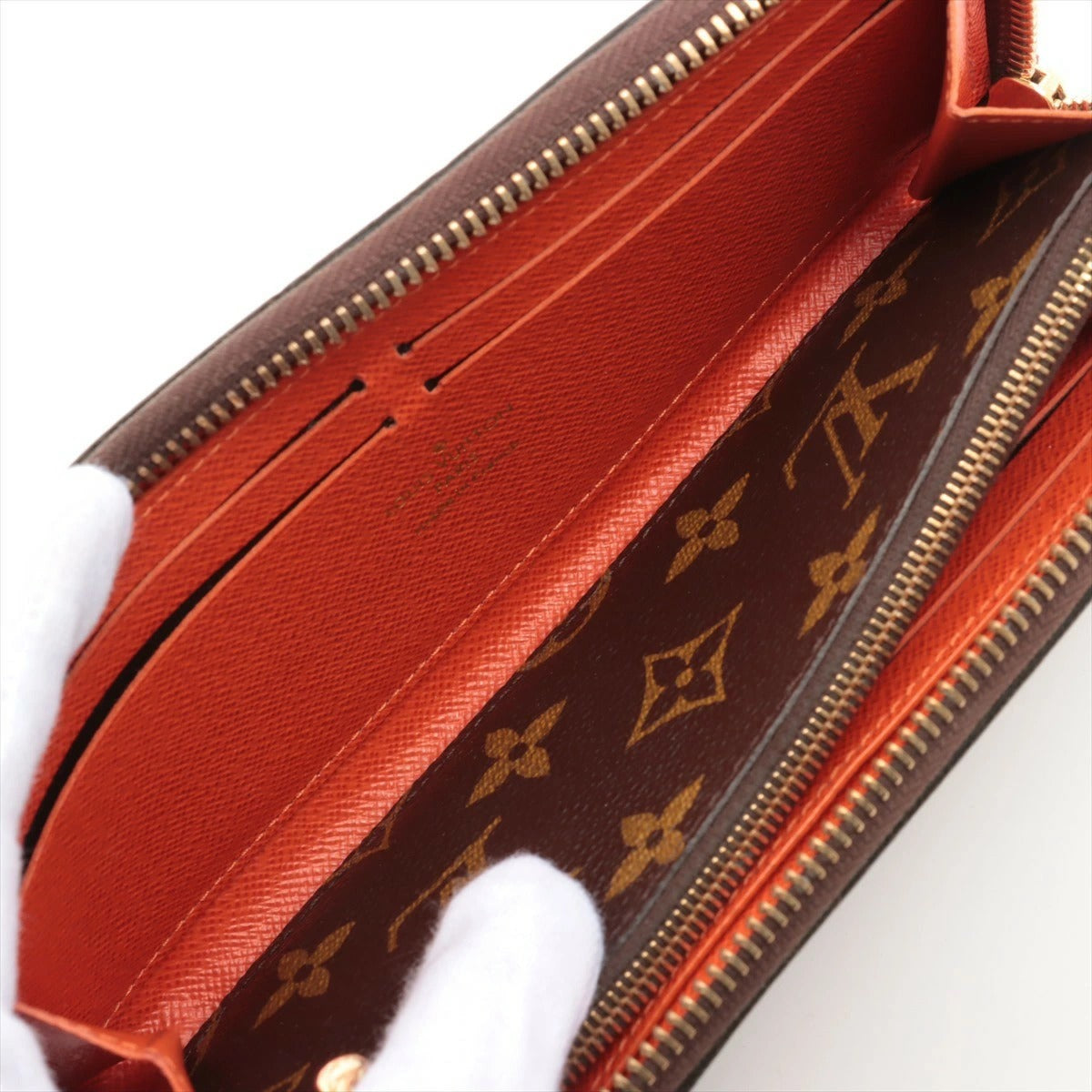 Louis Vuitton Monogram Portefeuille Clemence M60743 Pimont/Orange Round Zip