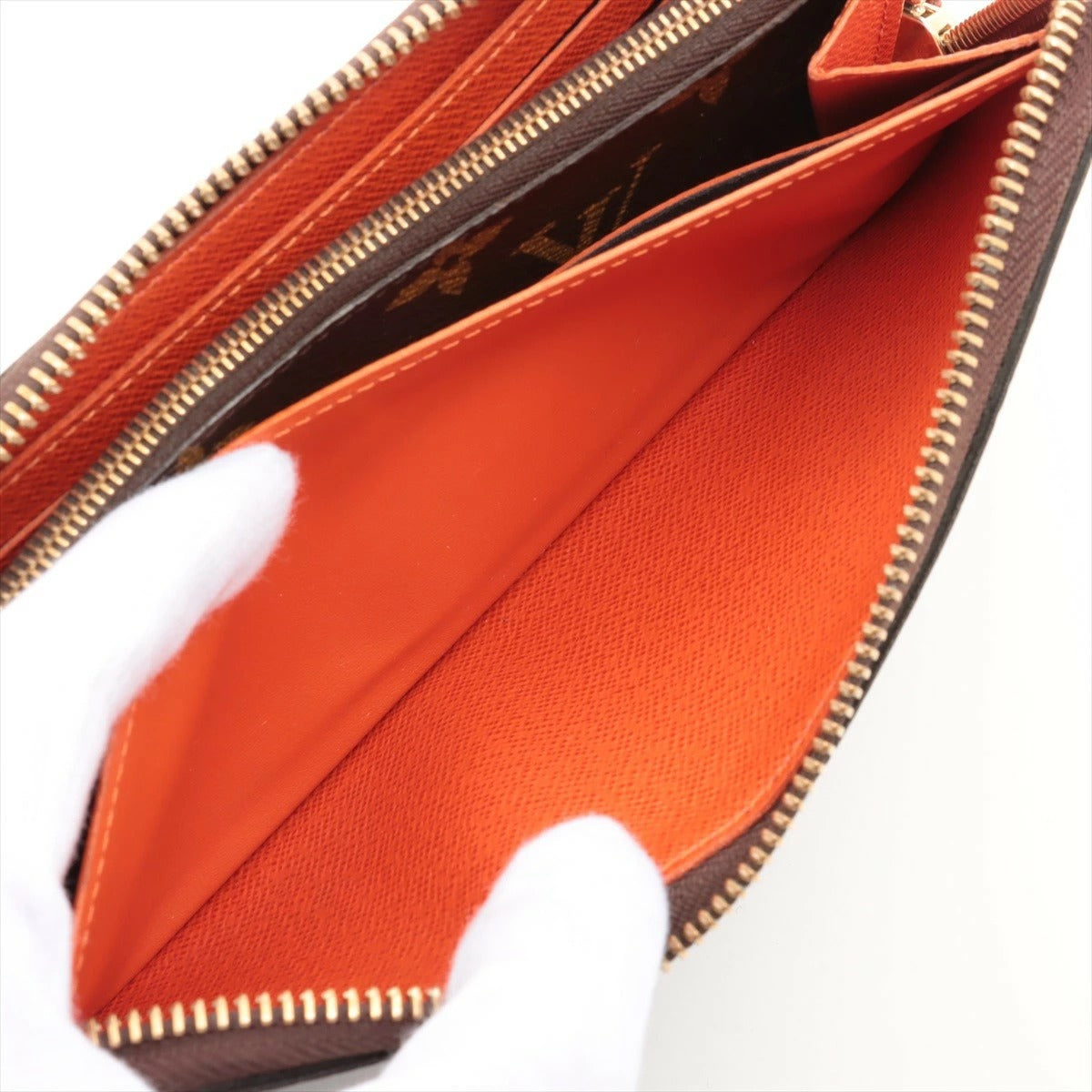 Louis Vuitton Monogram Portefeuille Clemence M60743 Pimont/Orange Round Zip