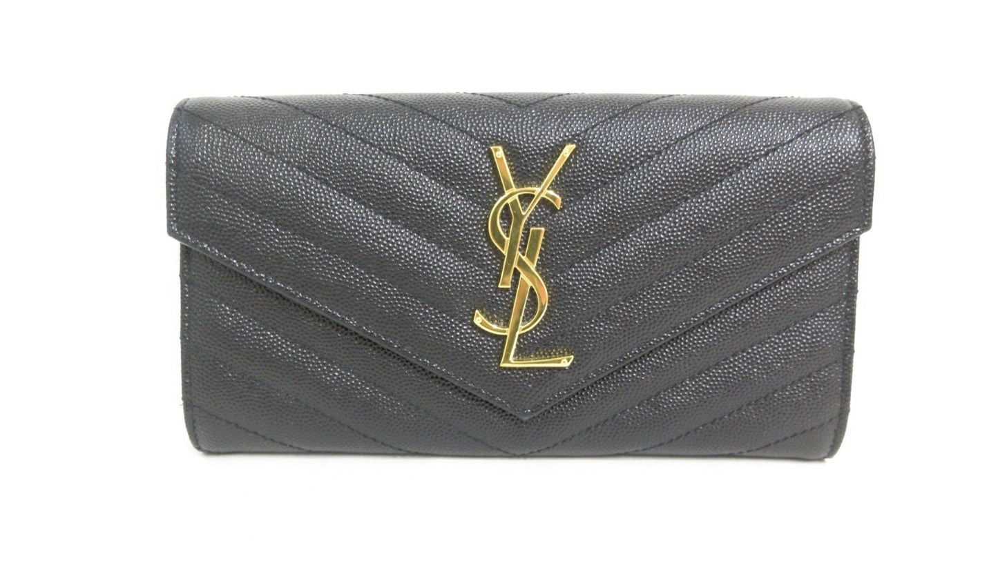 Yves Saint Laurent Cassandra V-Stitch Leather Wallet 372264