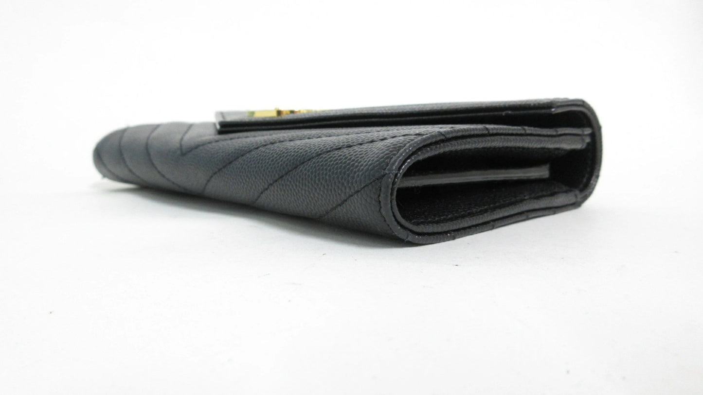 Yves Saint Laurent Cassandra V-Stitch Leather Wallet 372264