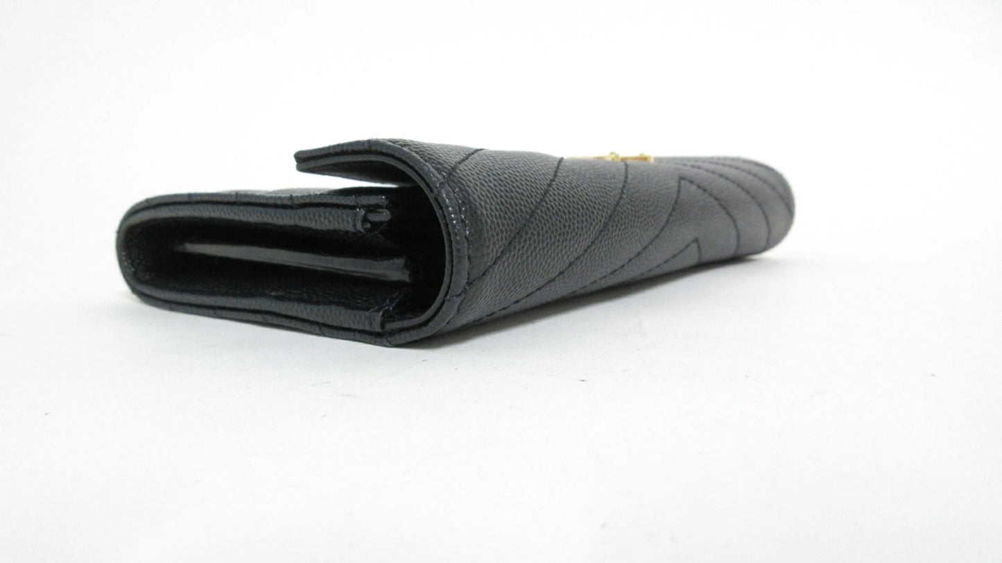 Yves Saint Laurent Cassandra V-Stitch Leather Wallet 372264