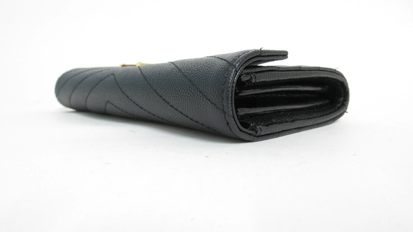Yves Saint Laurent Cassandra V-Stitch Leather Wallet 372264
