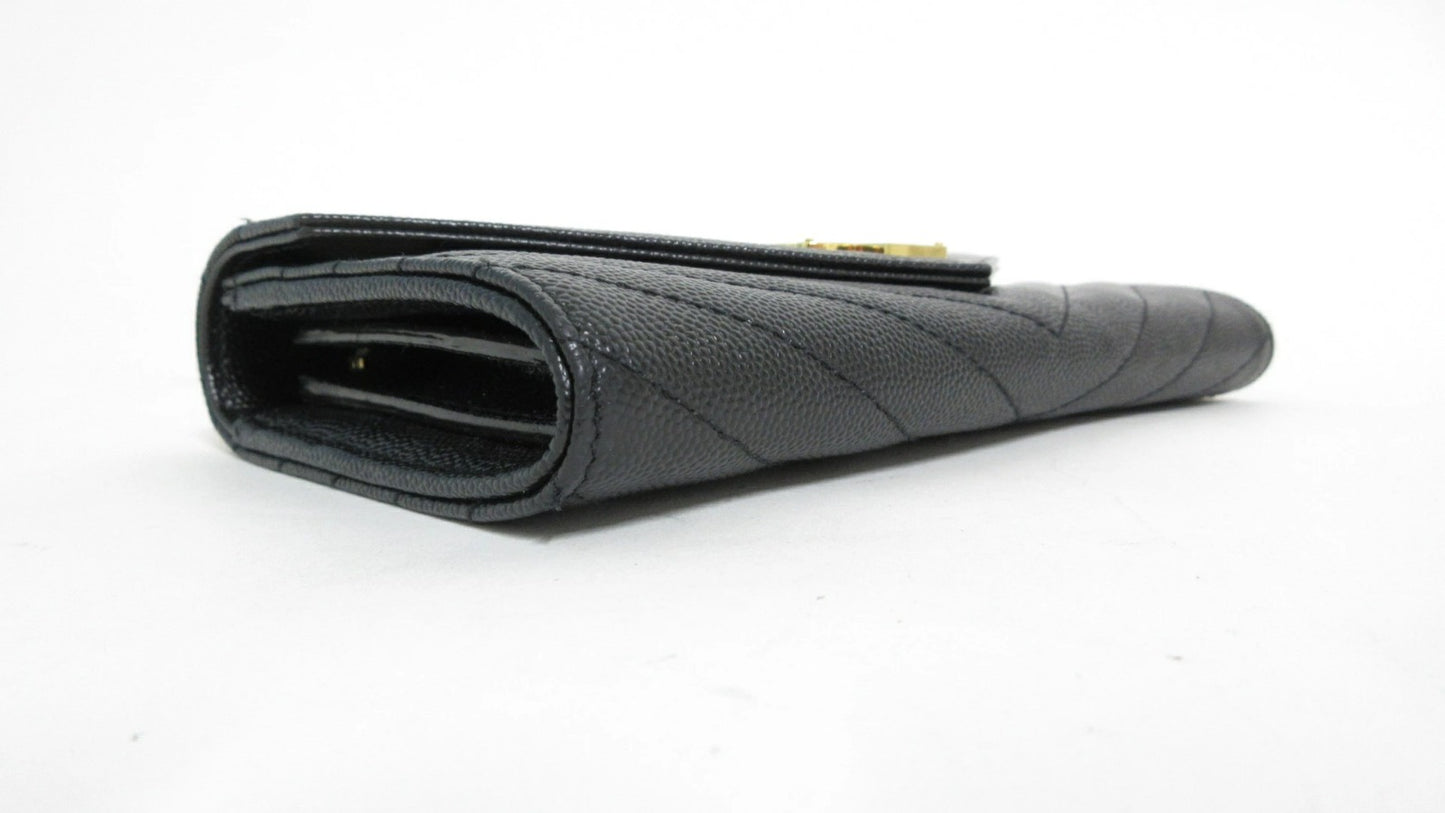 Yves Saint Laurent Cassandra V-Stitch Leather Wallet 372264