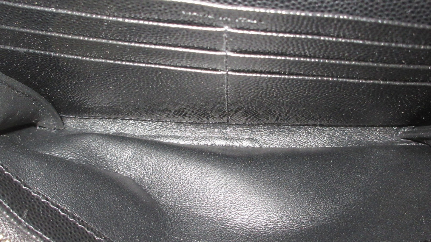 Yves Saint Laurent Cassandra V-Stitch Leather Wallet 372264