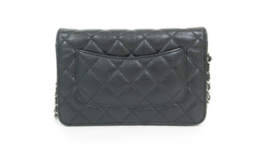 Chanel Matelasse Caviar Leather Chain Wallet WOC Black 27 Series