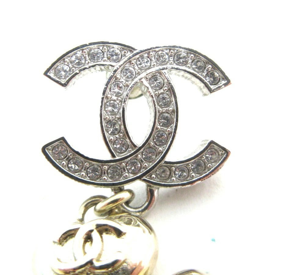 Chanel Coco Mark B24K Earrings, Coco Flower Earrings, Silver/Gold