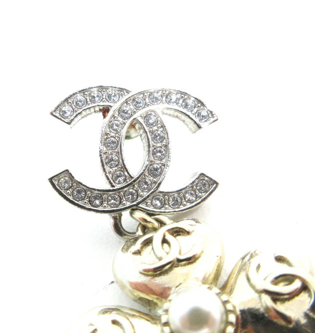 Chanel Coco Mark B24K Earrings, Coco Flower Earrings, Silver/Gold