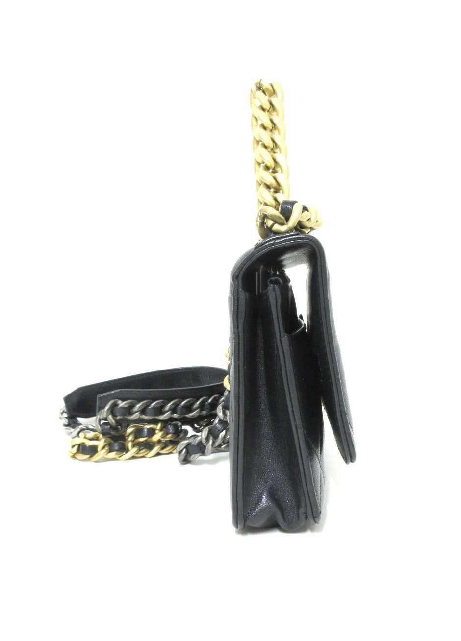 Chanel Chanel 19 Lambskin Chain Wallet, Black, 30s