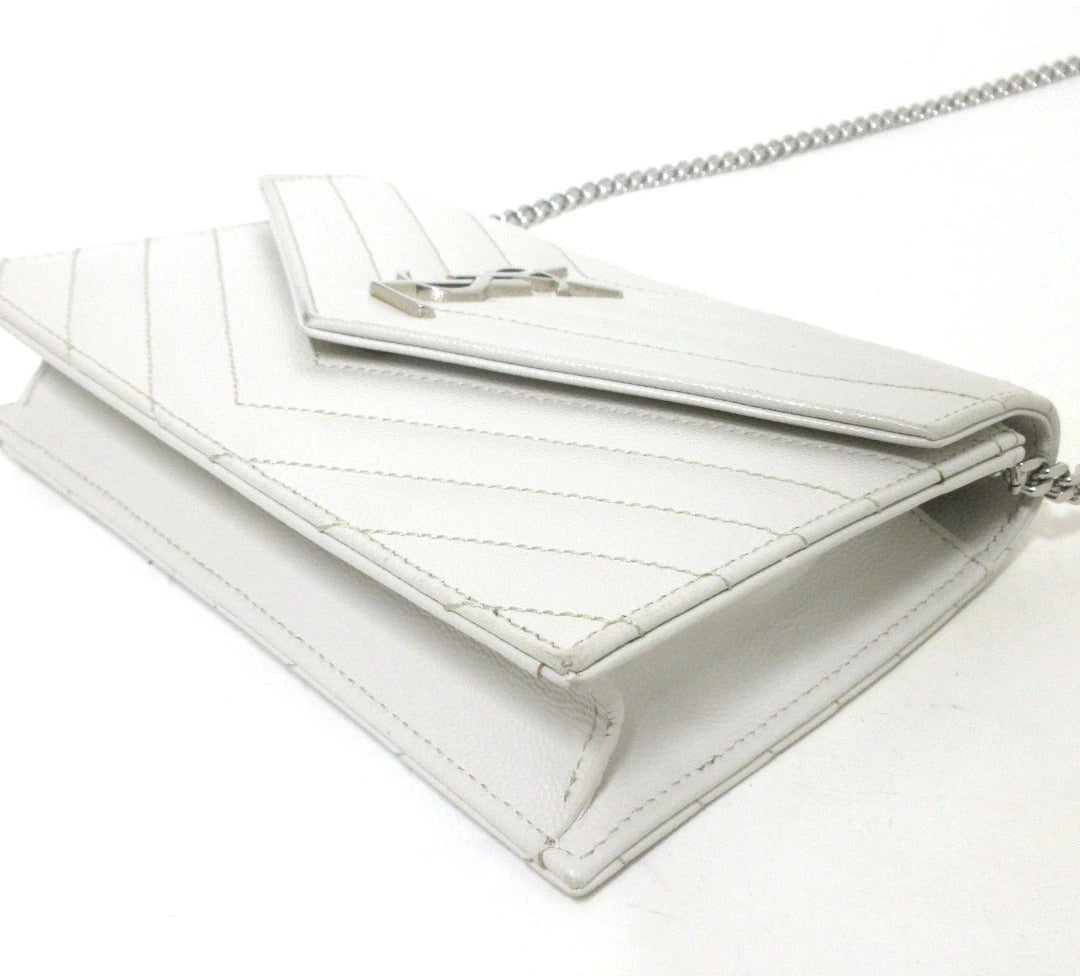 Yves Saint Laurent Paris Cassandra Leather Chain Wallet 393953