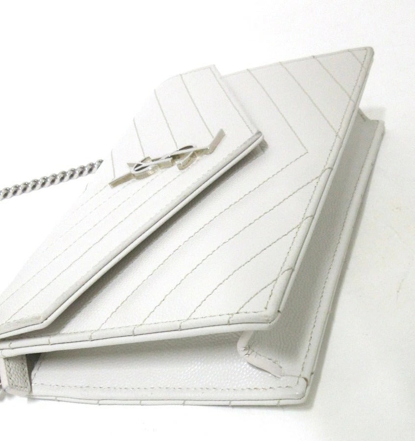 Yves Saint Laurent Paris Cassandra Leather Chain Wallet 393953
