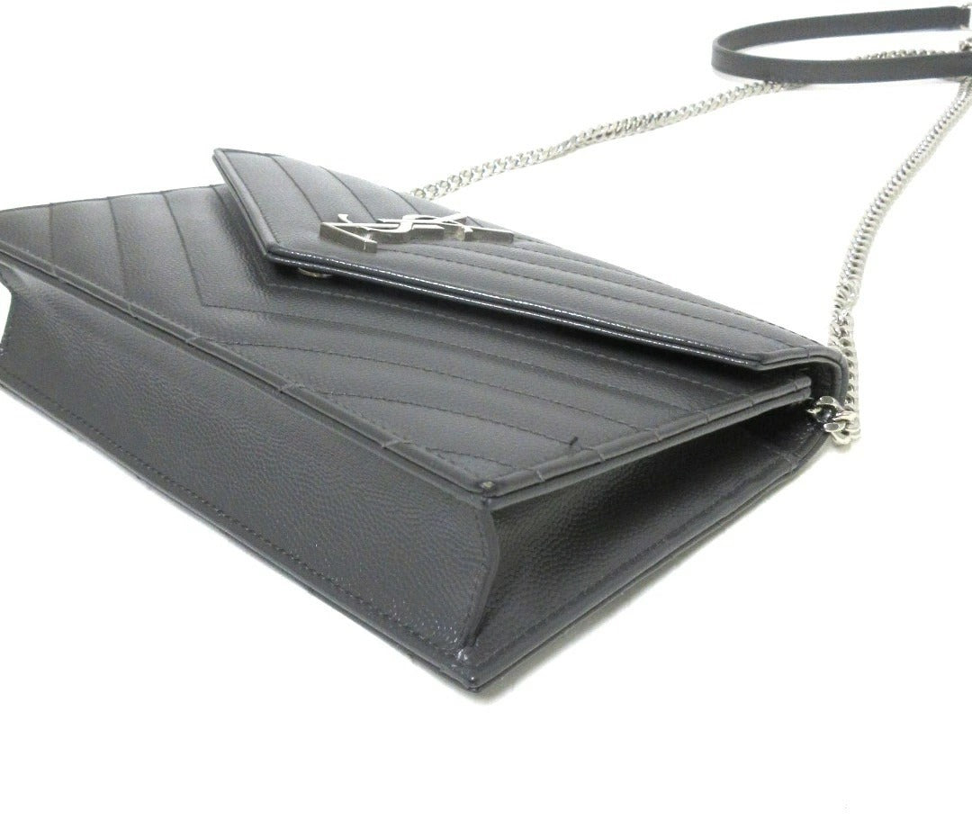 Yves Saint Laurent Paris Cassandra Leather Chain Wallet 393953