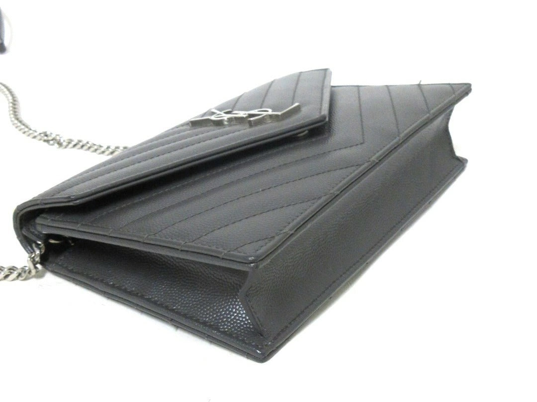 Yves Saint Laurent Paris Cassandra Leather Chain Wallet 393953