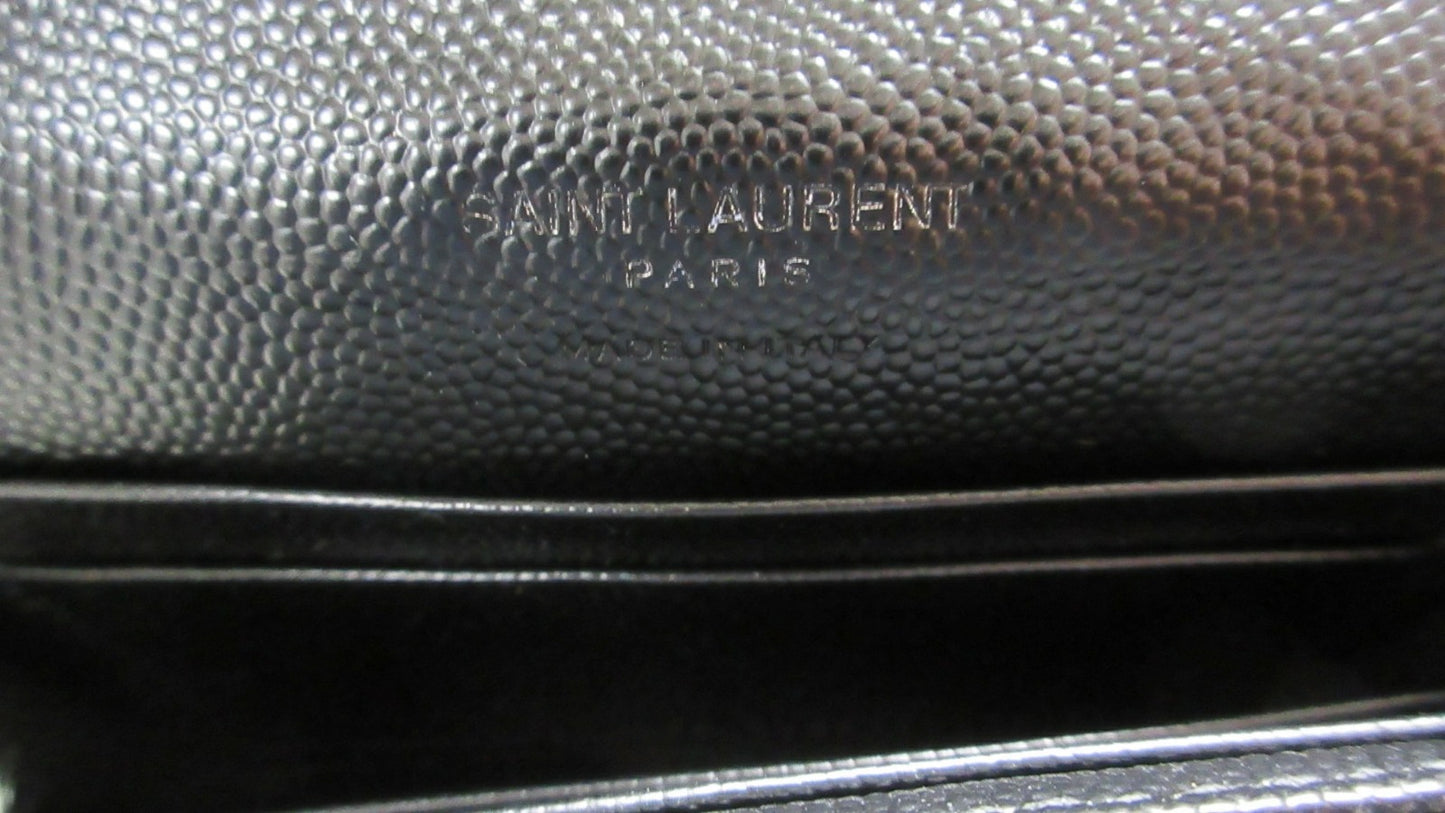 Saint Laurent Paris V-Stitch YSL Logo Leather Card Case 414404