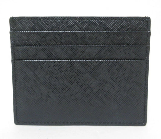 Prada Saffiano Leather Card Case with Triangle Logo, Black
