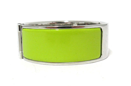 Hermes Clic Clac H Wide GM Bangle Yellow Green/Silver Bracelet