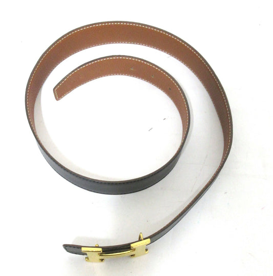 Herrmes Constance Reversible H-belt, size 85, black/brown/gold