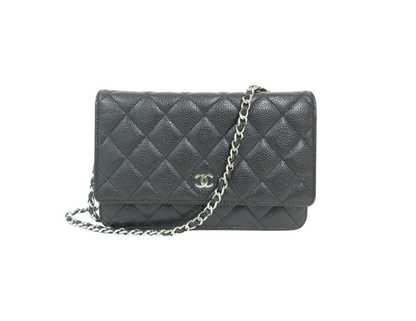 Chanel Matelasse Caviar Leather Chain Wallet WOC Black 27 Series