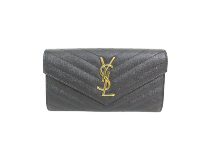 Yves Saint Laurent Cassandra V-Stitch Leather Wallet 372264