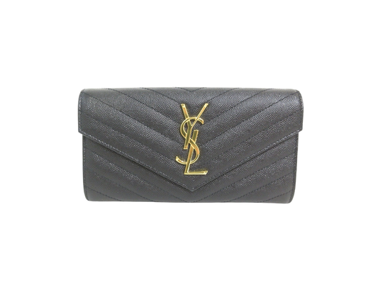 Yves Saint Laurent Cassandra V-Stitch Leather Wallet 372264