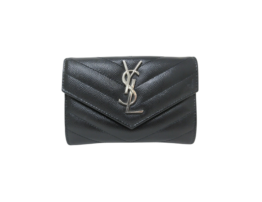 Saint Laurent Paris V-Stitch YSL Logo Leather Card Case 414404