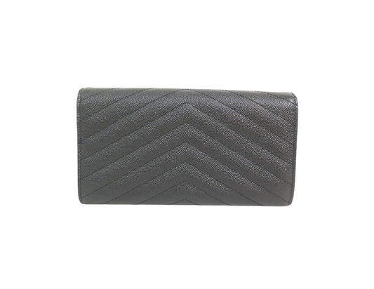 Yves Saint Laurent Cassandra V-Stitch Leather Wallet 372264