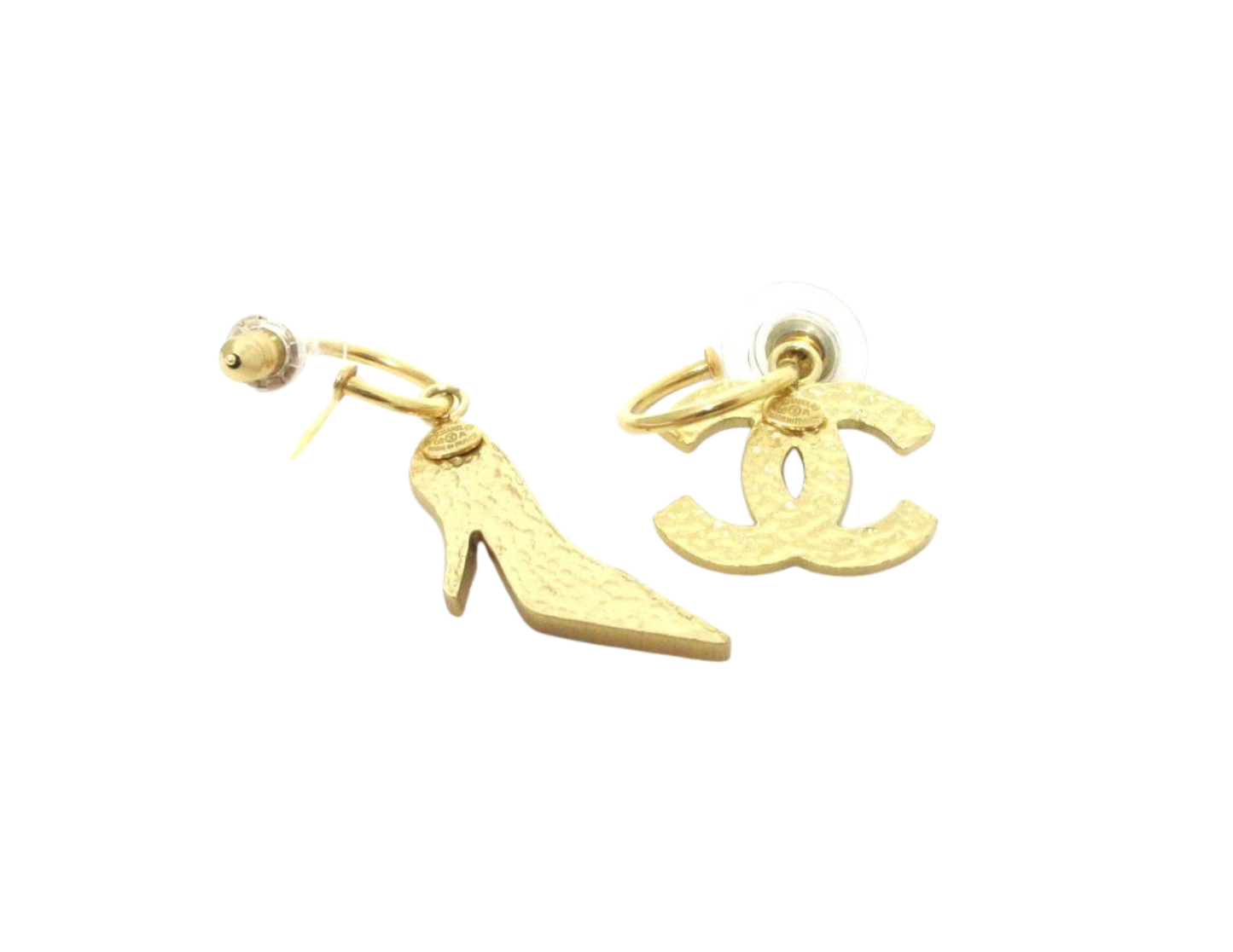 Chanel Coco Mark Heel Logo Earrings, Black/Gold, 02A