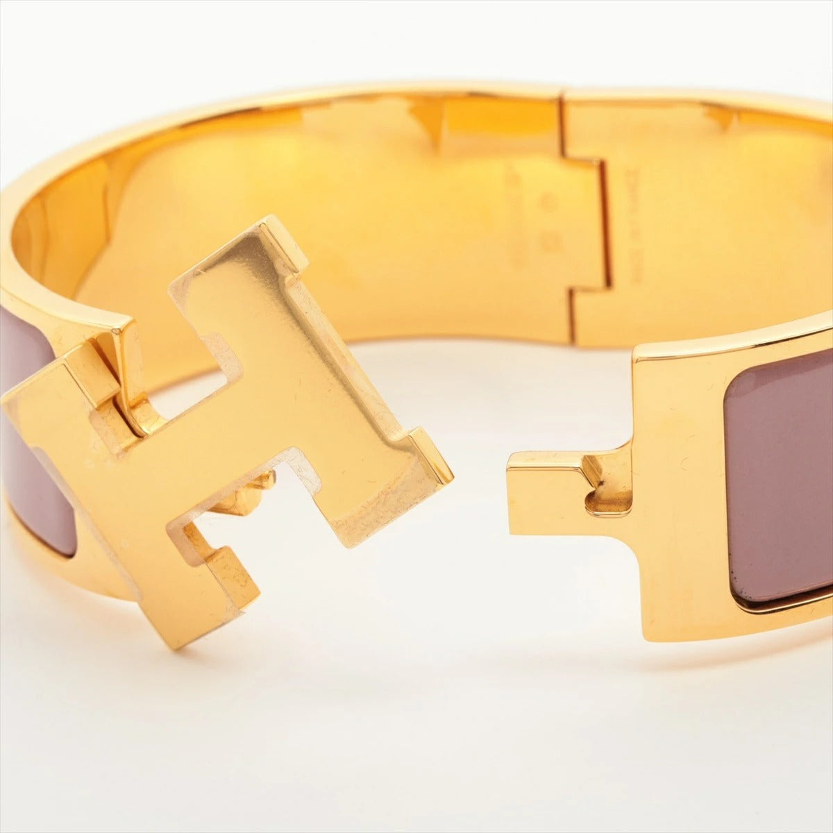 HERMES Click Crack H Bangle PM Size Gold/Purple Pink Bracelet