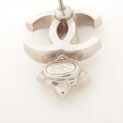 Chanel Coco Mark Earrings C22P Silver Rhinestone