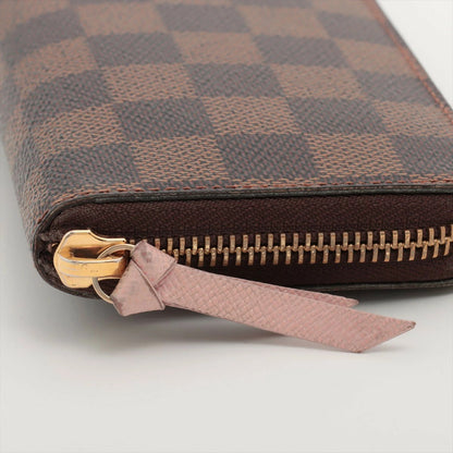 Louis Vuitton Damier Portefeuille Clemence Rose Ballerine N41626 Round Zip Long Wallet