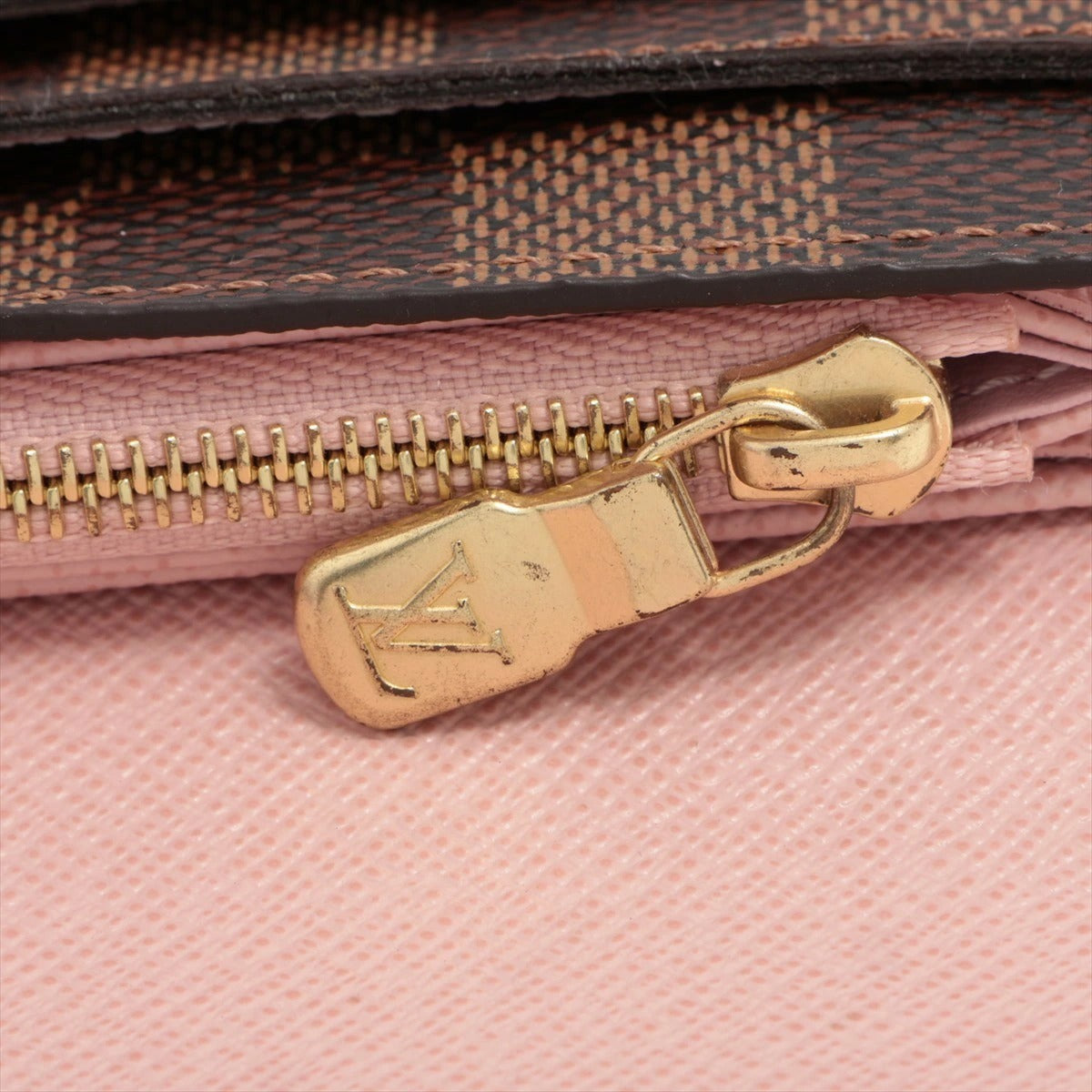 Louis Vuitton Damier Portefeuille Sarah N60144 Rose Ballerine Flap Long Wallet