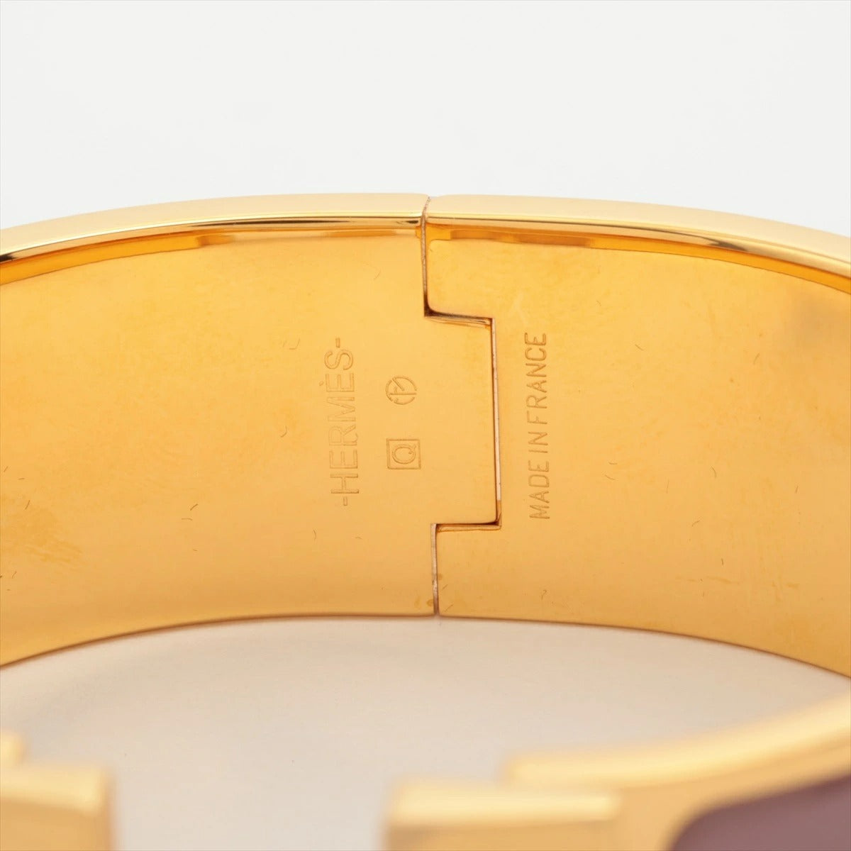 HERMES Click Crack H Bangle PM Size Gold/Purple Pink Bracelet