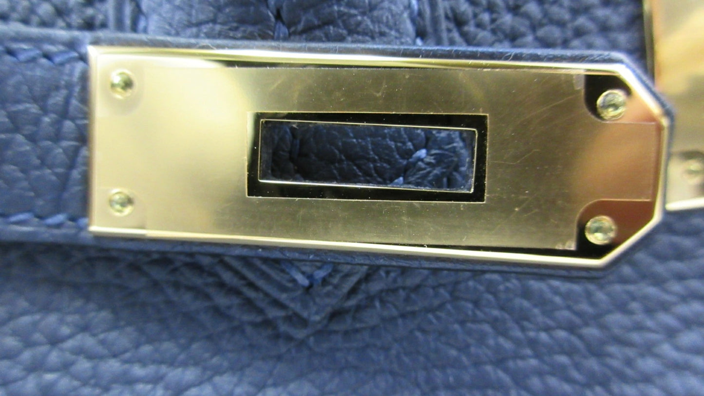 Birkin 30 Togo Blue Nuit gold hardware Z stamp