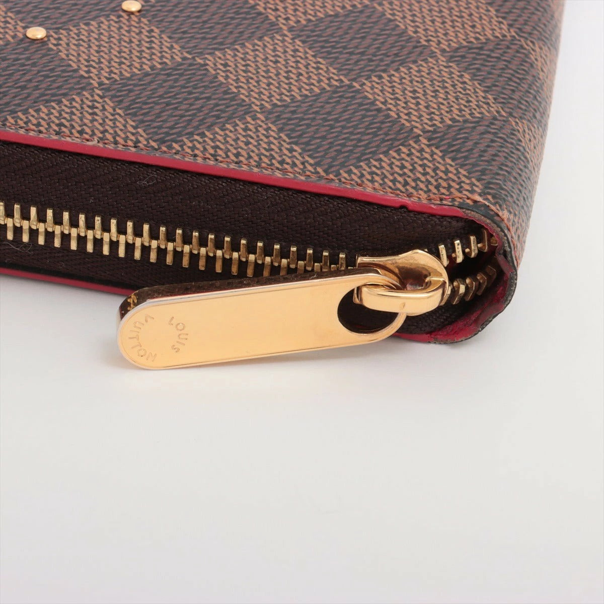 Louis Vuitton Damier Ebene Studded Zippy Wallet N60122 Round Zip