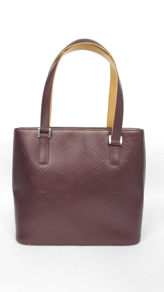 Louis Vuitton Monogram Matte Stockton M55116 Monogram Matte Leather Tote Bag Purple